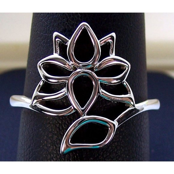 925 STERLING SILVER Large Lotus Flower Ring - Picture 12 of 16